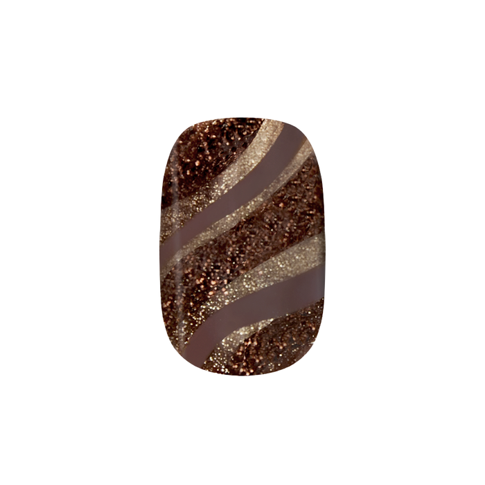 Espresso Shimmer Swirl - Press-On | Short | Squoval