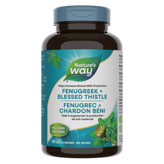 Bottle of Nature's Way Fenugreek + Blessed Thistle 180 Tablets