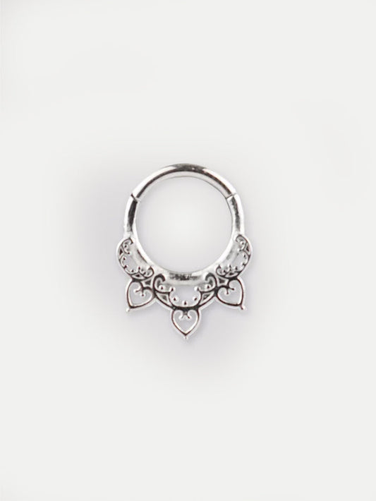 Filigree Heart Hinged Ring 16G | Steel-Image 1