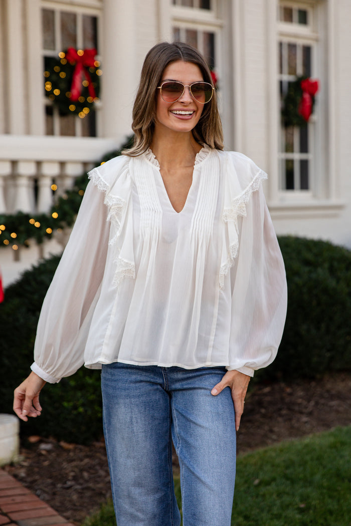 FINAL SALE - White Christmas Ivory Blouse