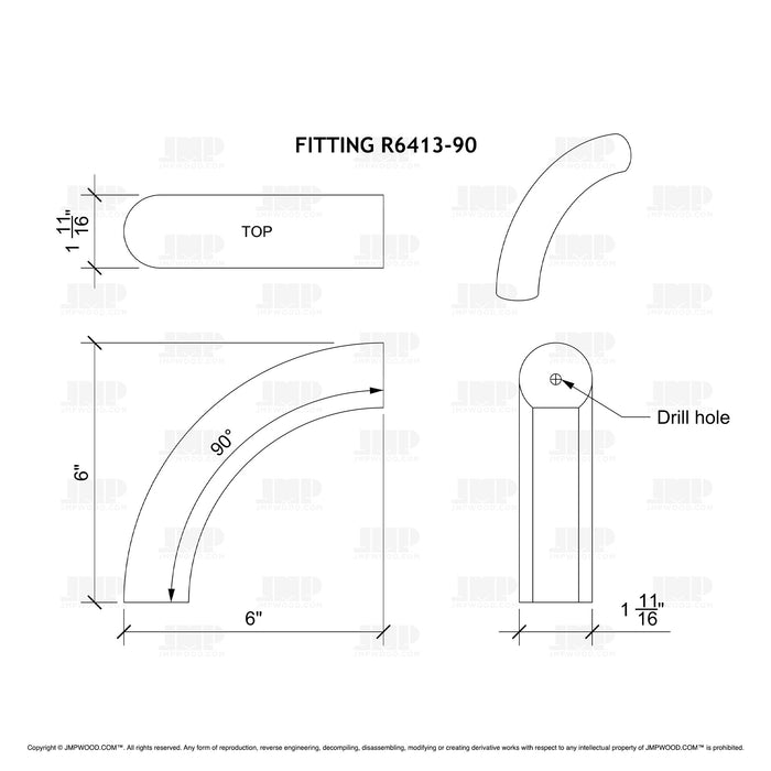 Fitting R6413-90 (6040 Handrail) - Over Easing 90º