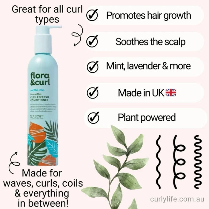 Flora & Curl Coconut Mint Curl Shampoo + Conditioner Duo