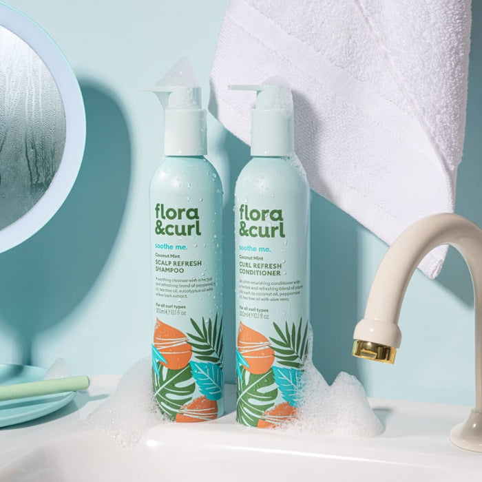 Flora & Curl Coconut Mint Curl Shampoo + Conditioner Duo