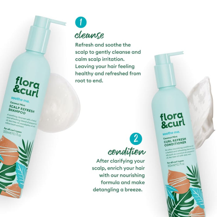 Flora & Curl Coconut Mint Curl Shampoo + Conditioner Duo