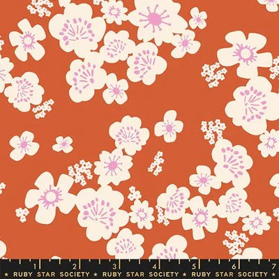Floral Persimmon- Paper Cuts 2- Fat Quarter