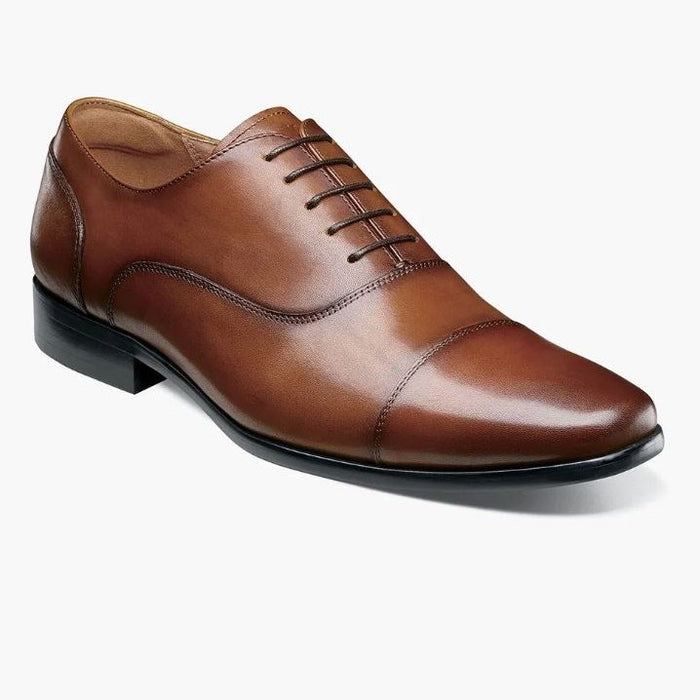 Florsheim Mens Postino Cognac Brown Oxford Cap Toe Leather Dress Shoes - The Suit Depot