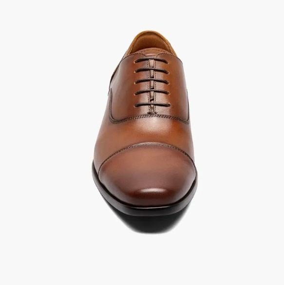Florsheim Mens Postino Cognac Brown Oxford Cap Toe Leather Dress Shoes - The Suit Depot
