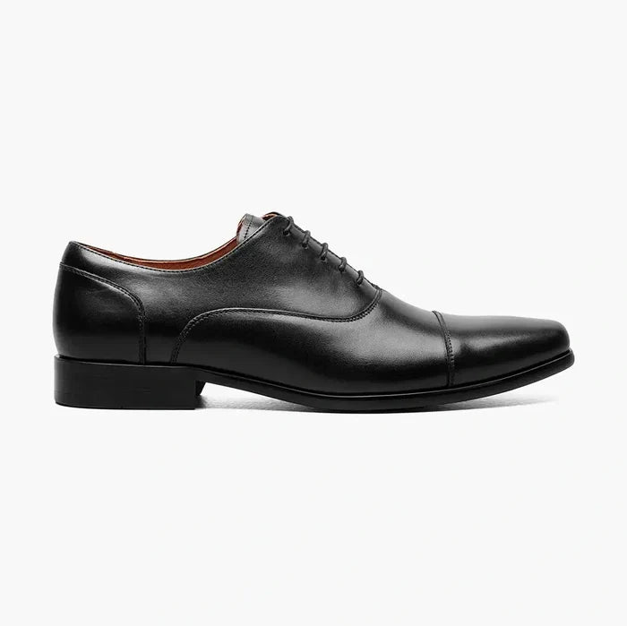 Florsheim Mens Postino Solid Black Oxford Cap Toe Leather Dress Shoes - The Suit Depot