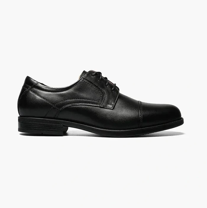 Florsheim Mens Solid Black Midtown Cap Toe Oxford Leather Dress Shoes - The Suit Depot