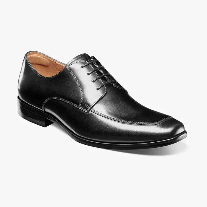 Florsheim Mens Solid Black Postino Moc Toe Oxford Leather Dress Shoes - The Suit Depot