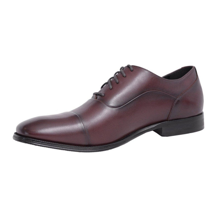 Florsheim SHOES Florsheim Solid Dark Brown Cap Toe Oxford Leather Dress Shoes