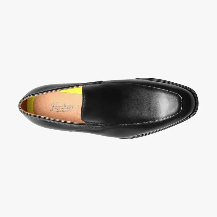 Florshiem Mens Amelio Black Moc Toe Slip On Leather Dress Shoes - The Suit Depot