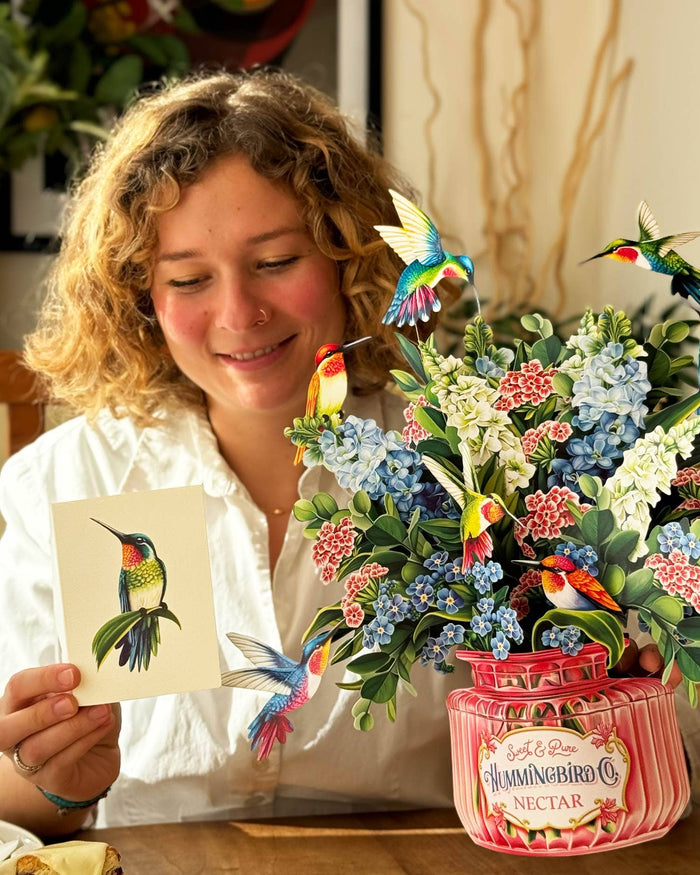 Fresh Cut Hummingbird Oasis (8 Pop-up Greeting Cards)