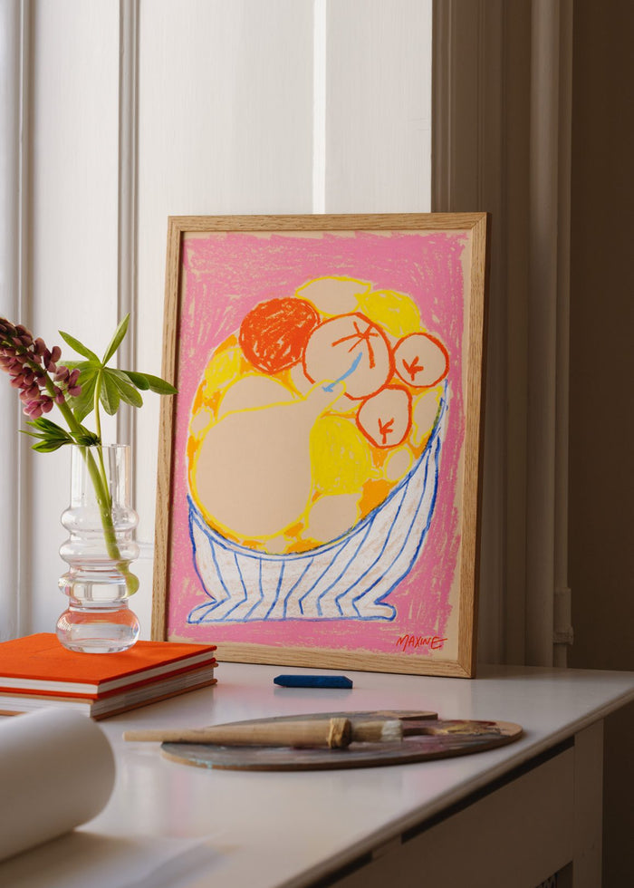 Fruit Bowl on a Pink Table by Maxine McCrann