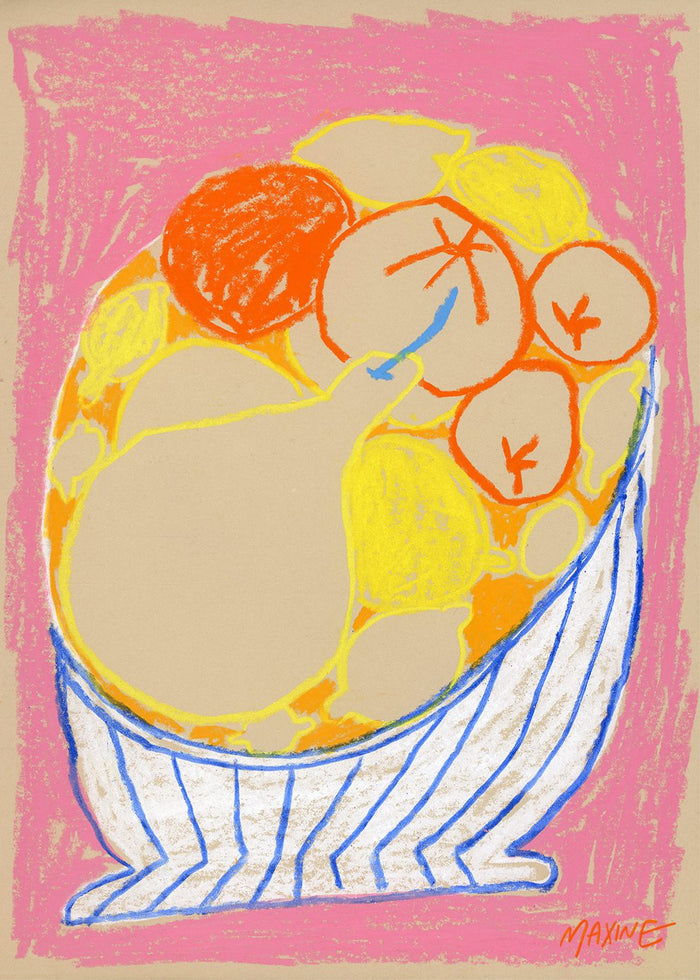 Fruit Bowl on a Pink Table by Maxine McCrann