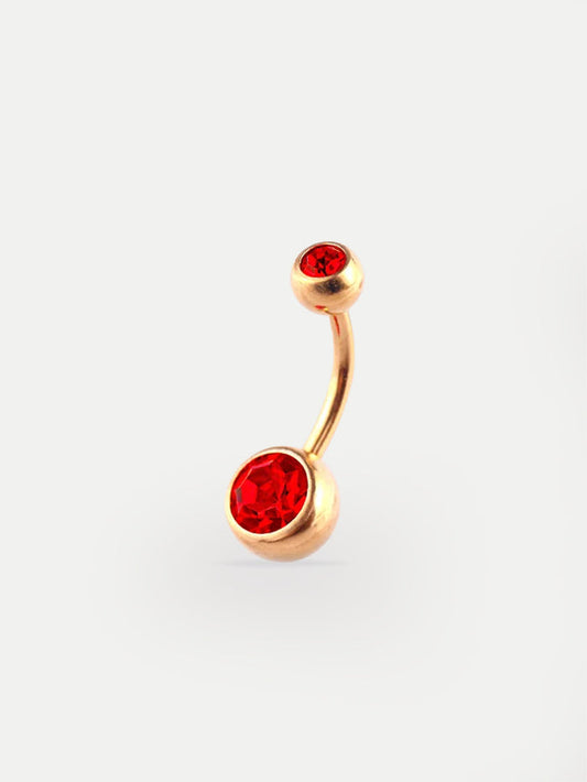 Gem Gold Navel Barbell 14G | Red-Image 1