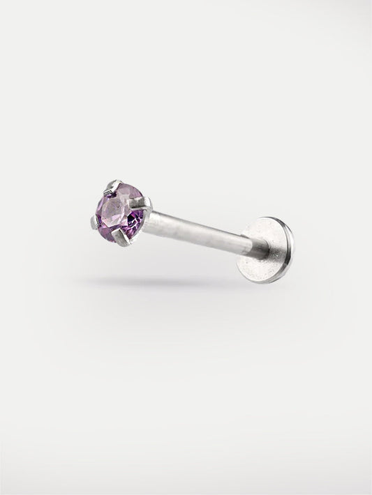 Gem Prong Set Flatback Barbell 16G | Amethyst-Image 1