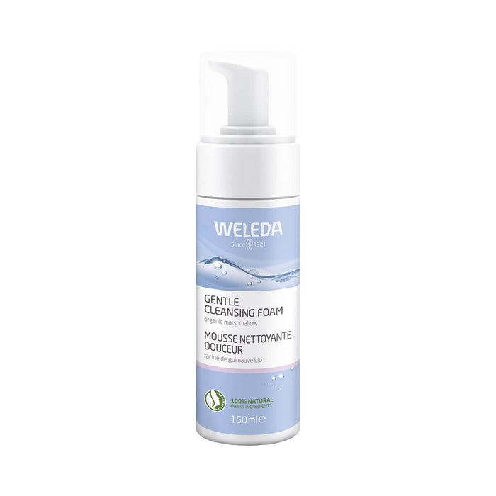 150ml bottle of Weleda Gentle Cleansing Foam cleanses your skin thoroughly, removing dirt, makeup, and excess sebum. Infused with essential oils and witch hazel, it leaves your skin feeling fresh, lightly scented, and soft, while maintaining its natural moisture balance.