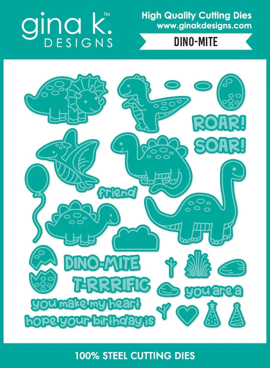 Gina K. Designs - Stamp & Die Set - Dino-mite. Set by Beth Silika. At Embellish Away in Bowmanville Ontario Canada.