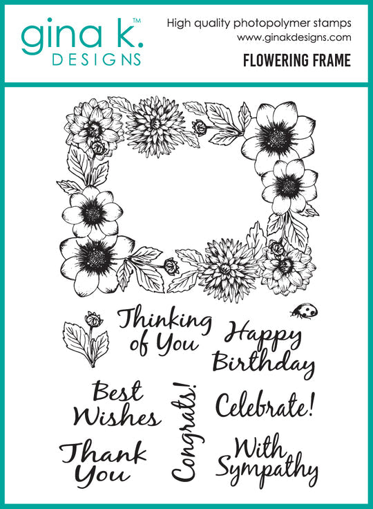 Gina K. Designs - Stamp & Die Set - Flowering Frame. Set by Melanie Muenchinger. At Embellish Away in Bowmanville Ontario Canada.