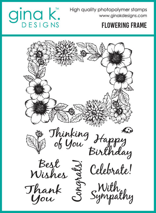 Gina K. Designs - Stamp & Die Set - Flowering Frame. Set by Melanie Muenchinger. At Embellish Away in Bowmanville Ontario Canada.