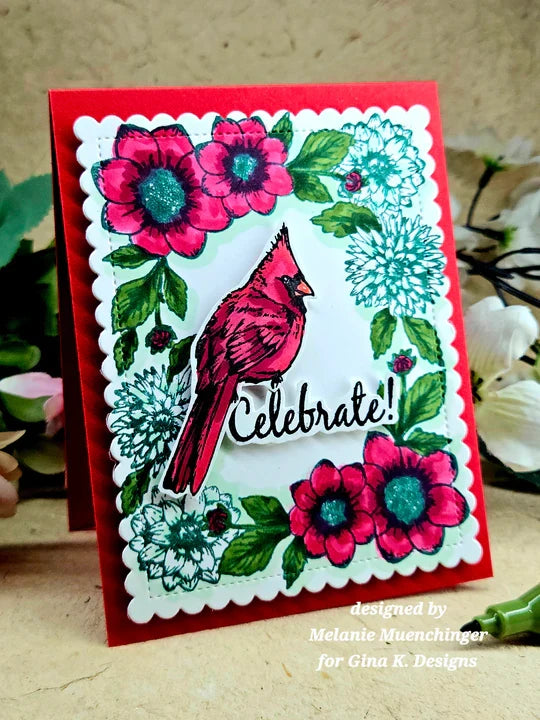 Gina K. Designs - Stamp & Die Set - Flowering Frame. Set by Melanie Muenchinger. At Embellish Away in Bowmanville Ontario Canada. Example by  Melanie Muenchinger.