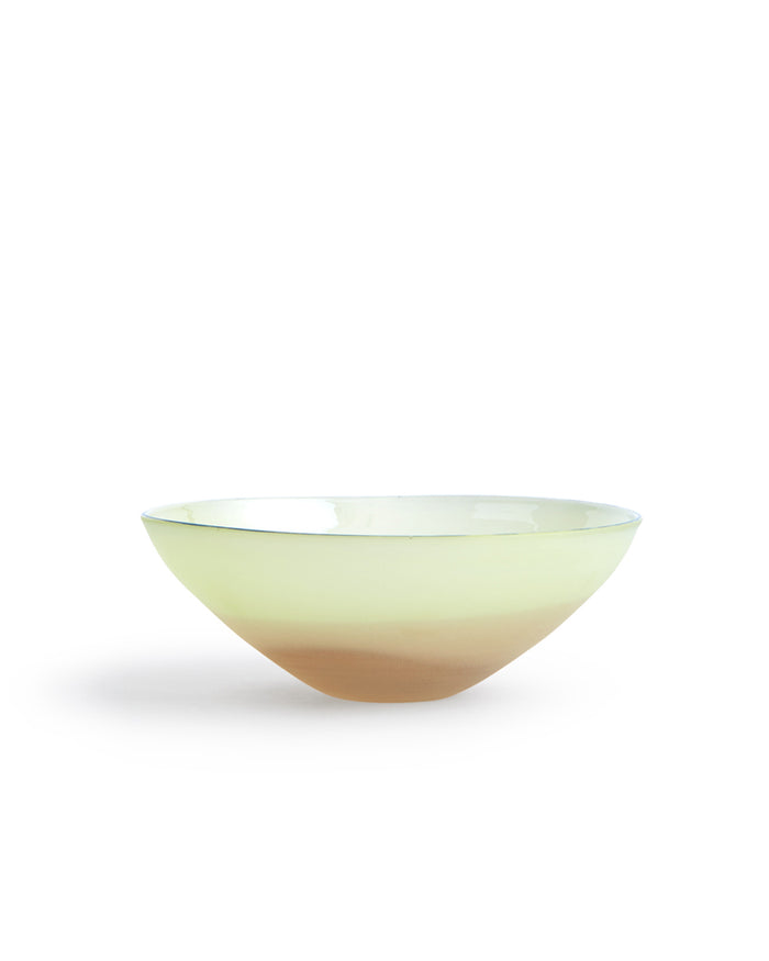Glass Bowl - Light Green and Rose