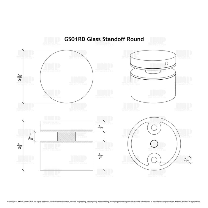 GlassX GS01RD Glass Standoff - Round