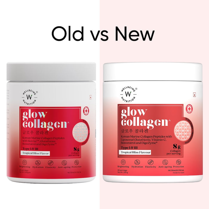 Glow Korean Marine Collagen Peptides with Liposomal Glutathione & Vitamin C | Tropical Bliss Flavour | 250g
