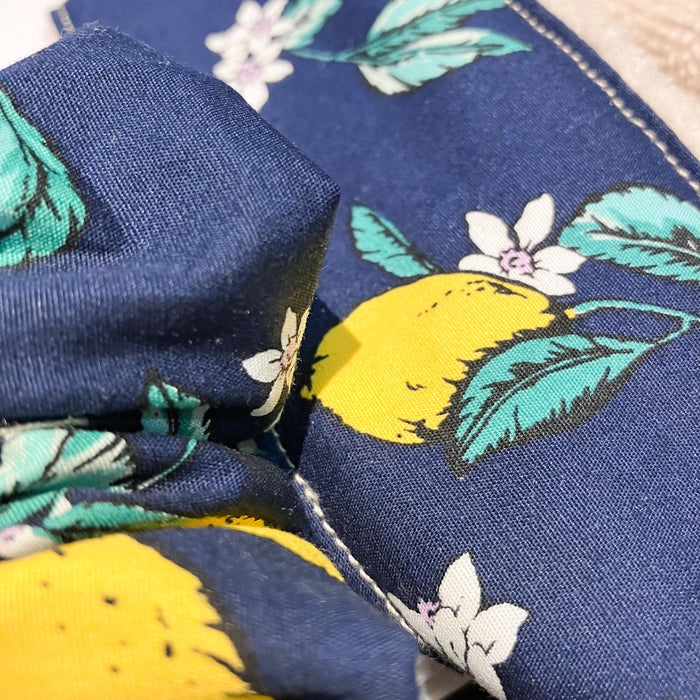 Navy lemon Leaf headband and scrunchie set