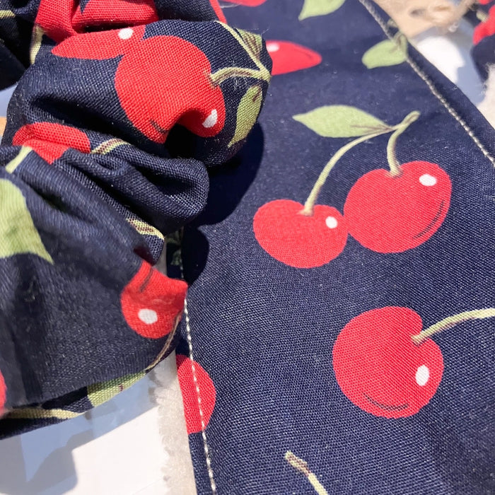 Navy Cherry headband and scrunchie set