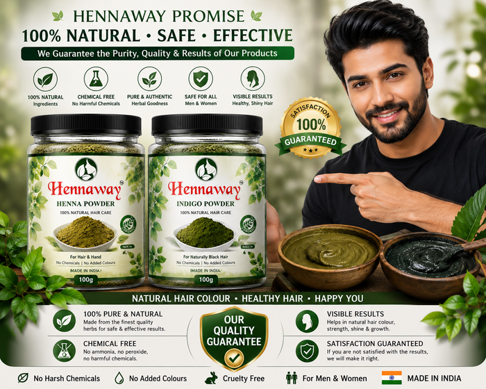 Hennaway Henna Powder + Indigo Powder Combo Pack (100g + 100g)