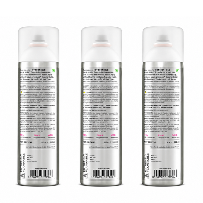 Hot Shot Hold Spray for Instant & Firm Hold - 300 ml(Pack of 3)