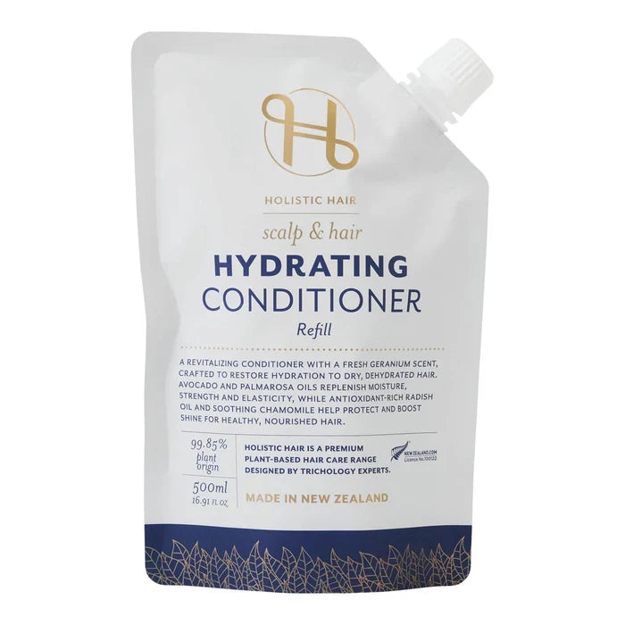 Holistic Hair hydrating conditioner refill packaging on a white background