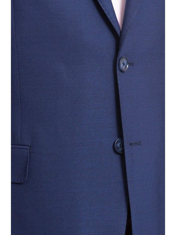 I Uomo BLAZERS I Uomo Mens Regular Fit Blue Textured 2 Button Wool Blazer Sportcoat