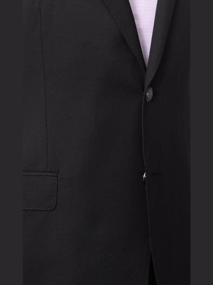 I Uomo BLAZERS I Uomo Mens Solid Black 100% Wool Regular Fit Blazer Sportcoat