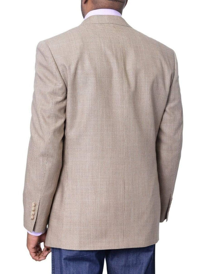 I Uomo BLAZERS I Uomo Mens Tan Silk Wool Blend Regular Fit Blazer Sportcoat