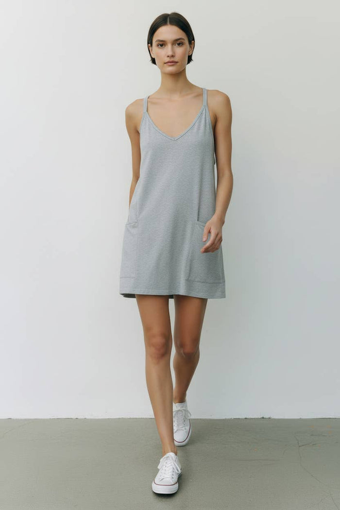 ID4288 | Washed Sporty Mini Dress W Built in Romper Lining