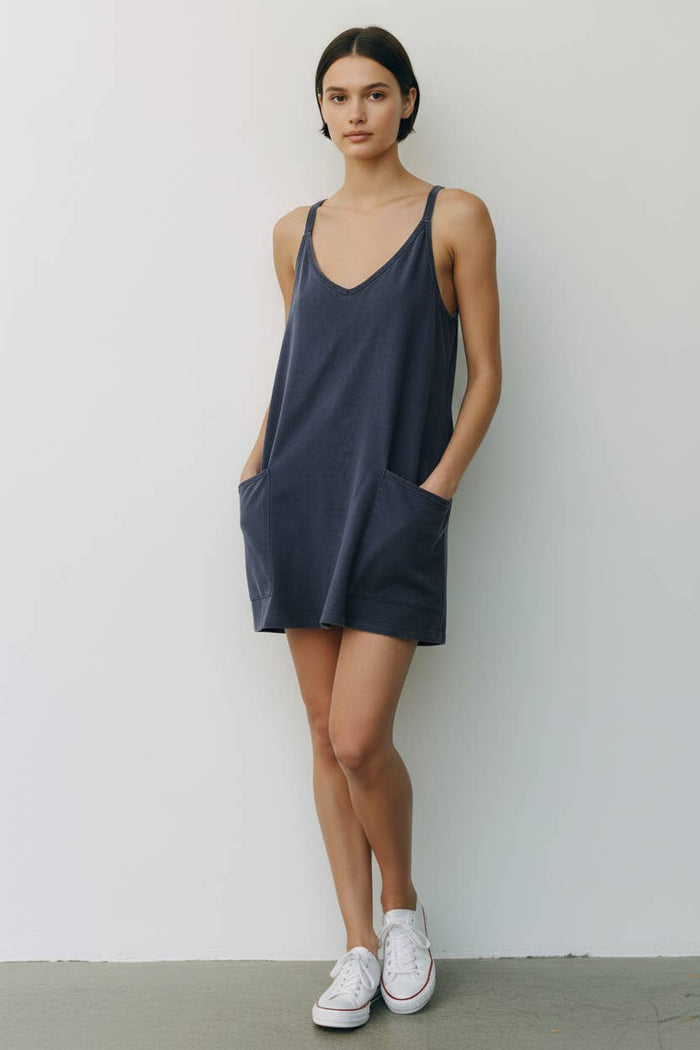 ID4288 | Washed Sporty Mini Dress W Built in Romper Lining