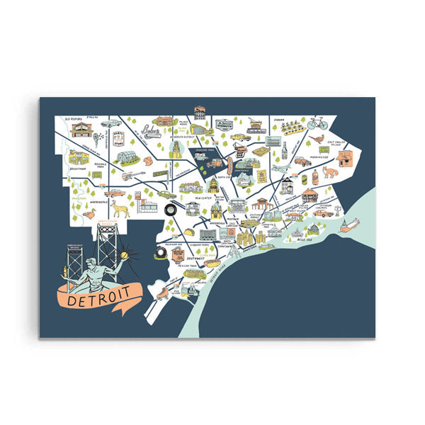Illustrated Detroit Map Magnet - City Bird