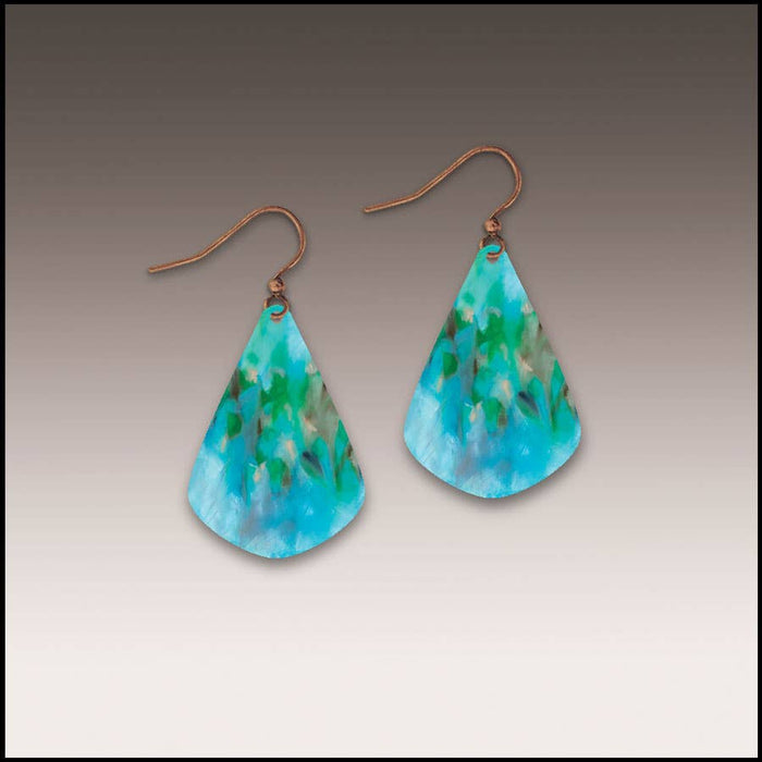 Illustrated Light & DC Designs - Aqua Abstract Short Drop Handmade Earrings
