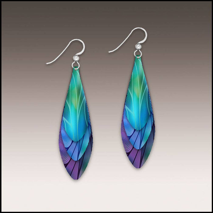 Illustrated Light & DC Designs - Blue Aurora Abstract Multilayer Drop Handmade Earrings
