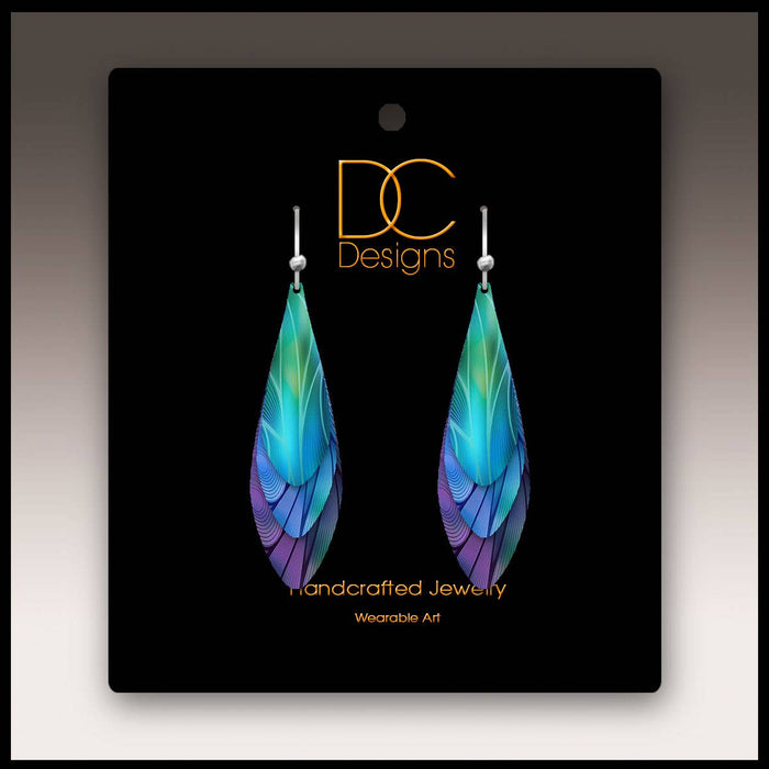 Illustrated Light & DC Designs - Blue Aurora Abstract Multilayer Drop Handmade Earrings
