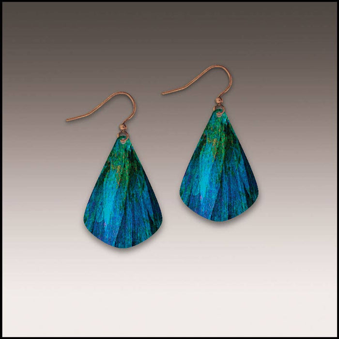 Illustrated Light & DC Designs - Blue Nature Abstract Short Drop Handmade Earrings