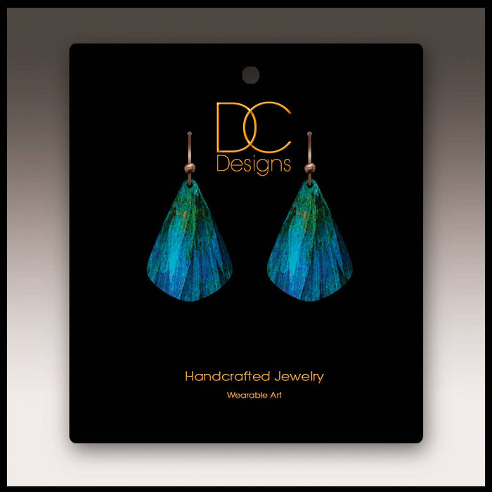 Illustrated Light & DC Designs - Blue Nature Abstract Short Drop Handmade Earrings