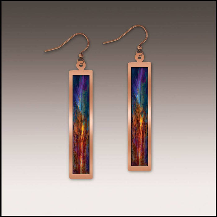 Illustrated Light & DC Designs - Canyon Rust Abstract Copper Show case Rectangle Earrings