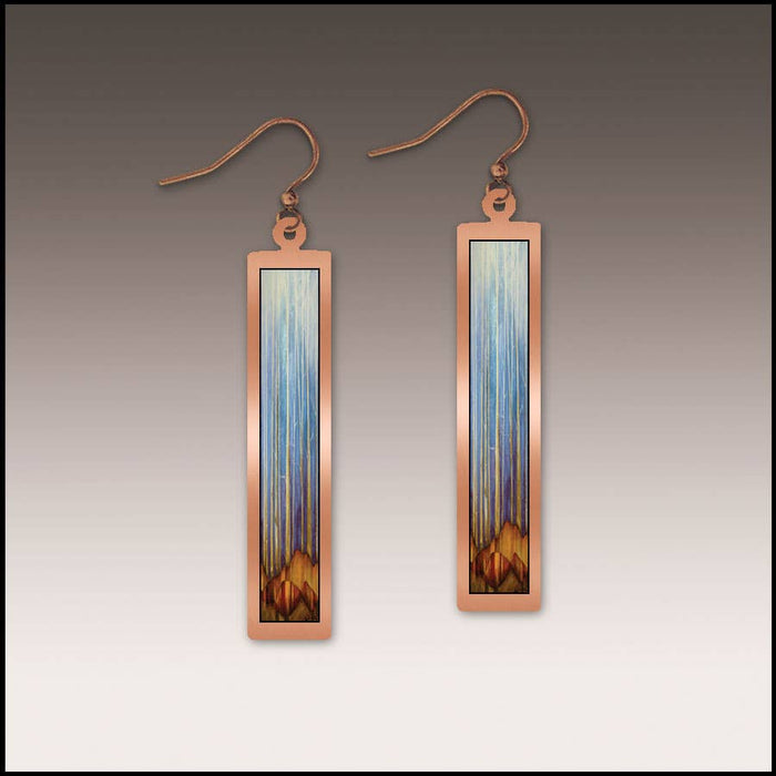 Illustrated Light & DC Designs - Cool Forest Copper Show case Rectangle Earrings