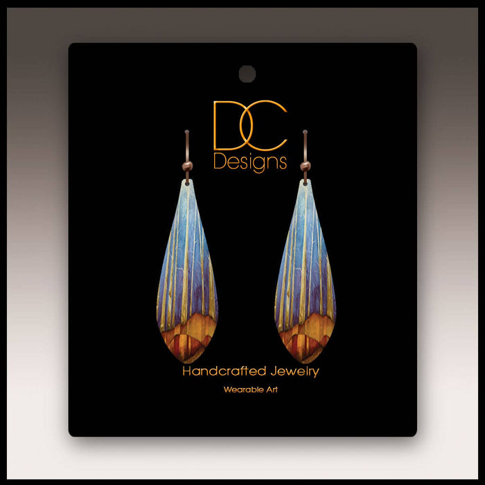 Illustrated Light & DC Designs - Cool Forest Long Drop Handmade Earrings