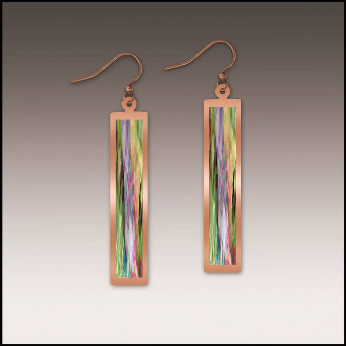 Illustrated Light & DC Designs - Dahlia Abstract Copper Show case Rectangle Handmade Earrings