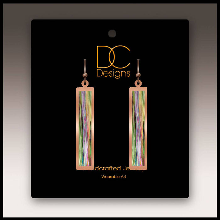 Illustrated Light & DC Designs - Dahlia Abstract Copper Show case Rectangle Handmade Earrings